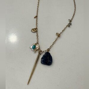 Chan Luu Gold Necklace with Blue and White Accents